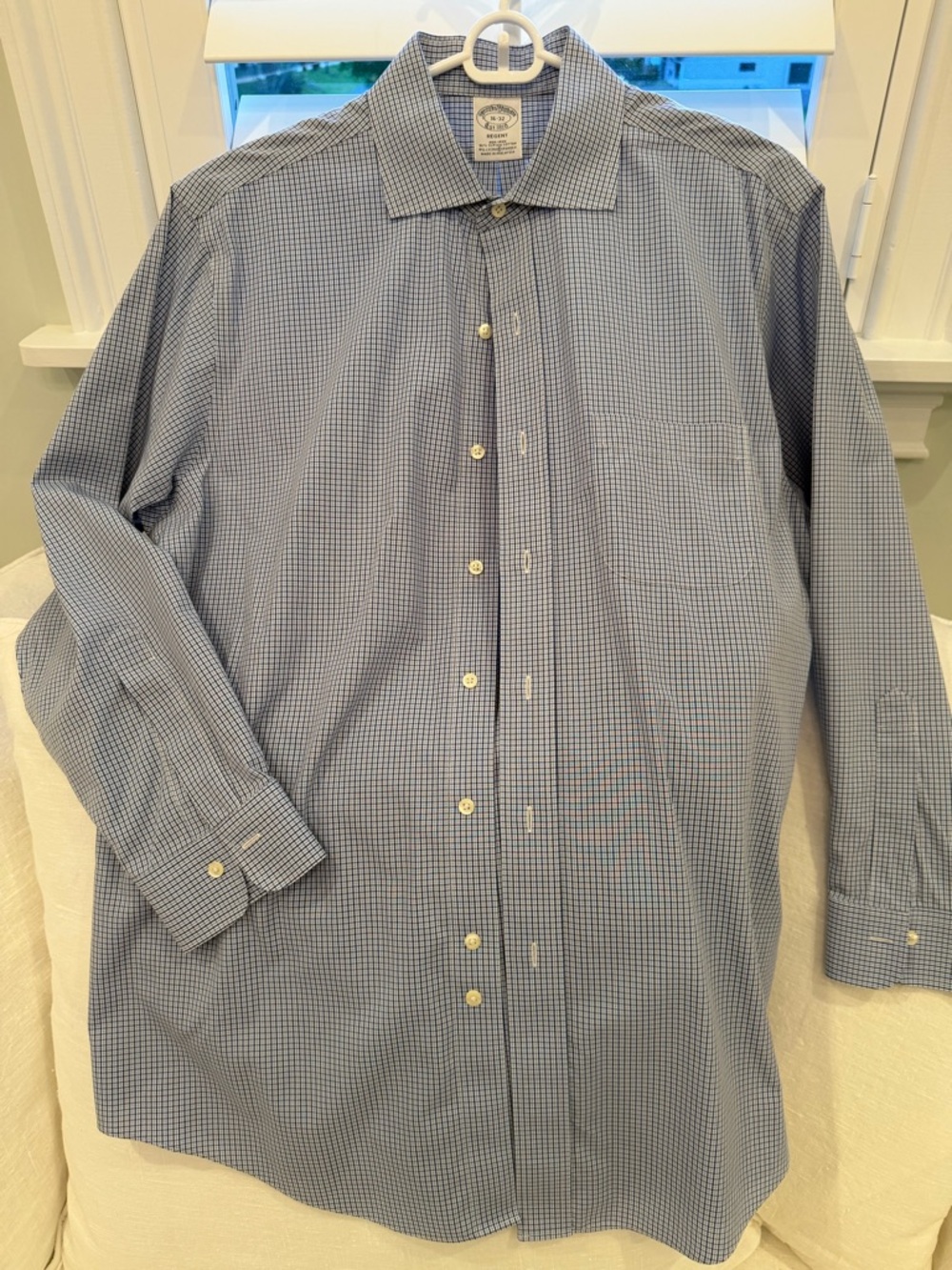 Brooks Brothers Blue Micro-Check Dress Shirt